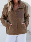Zip Up Long Sleeve Plush Jacket - Trendsi