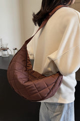 Plaid Quilted Adjustable Strap Crossbody Bag - Trendsi
