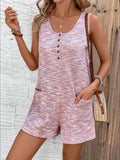 Full Size Button Front Romper with Pockets Plus Size - Trendsi - Flyclothing LLC