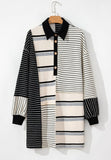 Striped Patchwork Long Sleeve Mini Dress - Trendsi