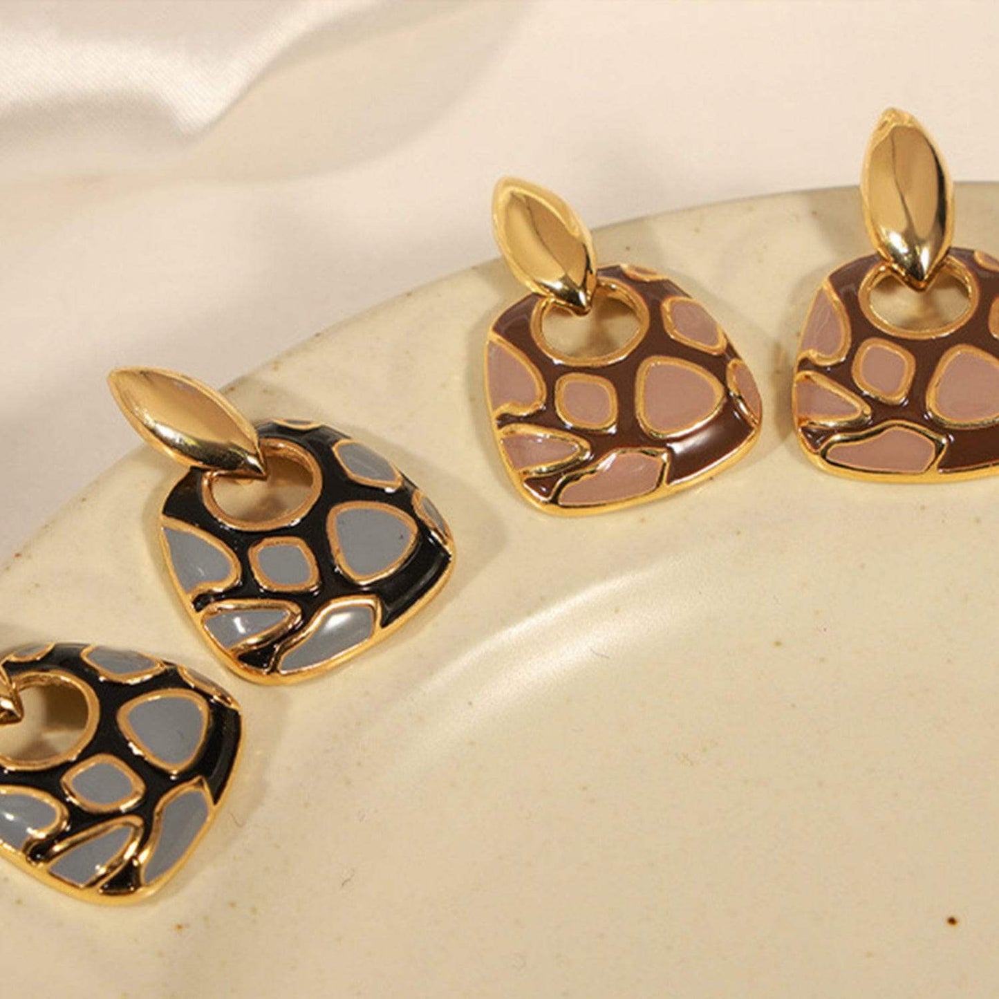 Copper Oil Drip Earrings - Trendsi - Flyclothing LLC
