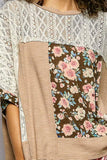 POL Floral Patchwork Lace Accent Blouse - Trendsi - Flyclothing LLC