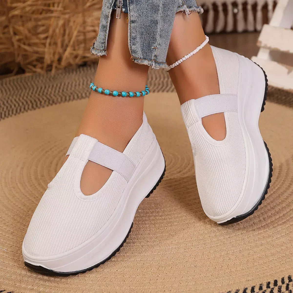Round Toe Platform Slip-Ons - Trendsi - Flyclothing LLC