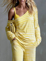 Striped Boat Neck Top and Pants Set - Trendsi - Flyclothing LLC
