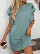 Mandy Ruffled Round Neck Short Sleeve Dress - Trendsi - Flyclothing LLC