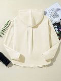 Drawstring Half Button Long Sleeve Hoodie - Trendsi