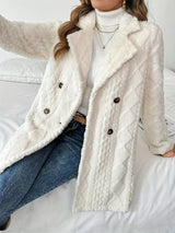 Fleece Double-Breasted Longline Coat - Trendsi - Flyclothing LLC