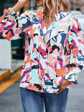 Printed Tie Neck Long Sleeve Blouse - Trendsi - Flyclothing LLC