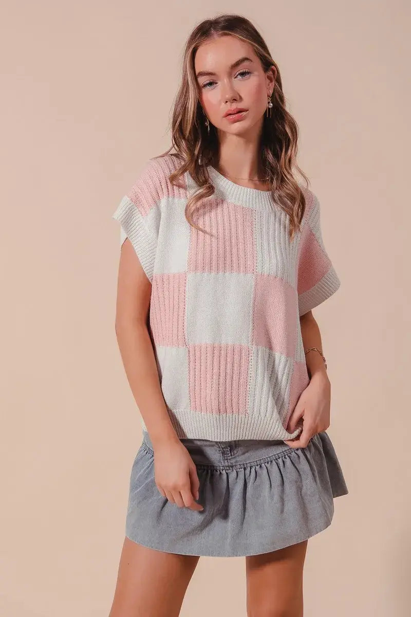 SO ME Check Plaid Casual Sweater Top - Trendsi - Flyclothing LLC