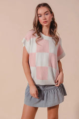 SO ME Check Plaid Casual Sweater Top - Trendsi - Flyclothing LLC
