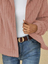 Full Size Zip-Up Long Sleeve Texture Jacket Plus Size - Trendsi - Flyclothing LLC