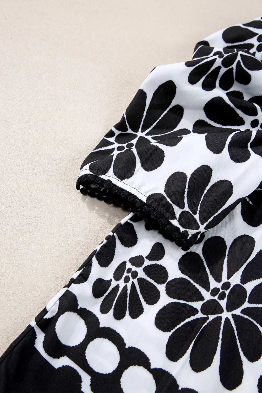 Printed Round Neck Half Sleeve Blouse - Trendsi - Flyclothing LLC