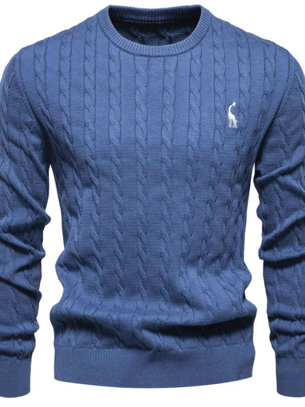Men's Cable-Knit Round Neck Long Sleeve Sweater - Trendsi - Flyclothing LLC