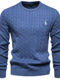 Men's Cable-Knit Round Neck Long Sleeve Sweater - Trendsi - Flyclothing LLC