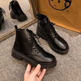 Round-Toe Lace-Up Martin boots - Trendsi