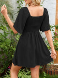 Smocked Back Knotted Flutter Sleeve Dress - Trendsi - Flyclothing LLC