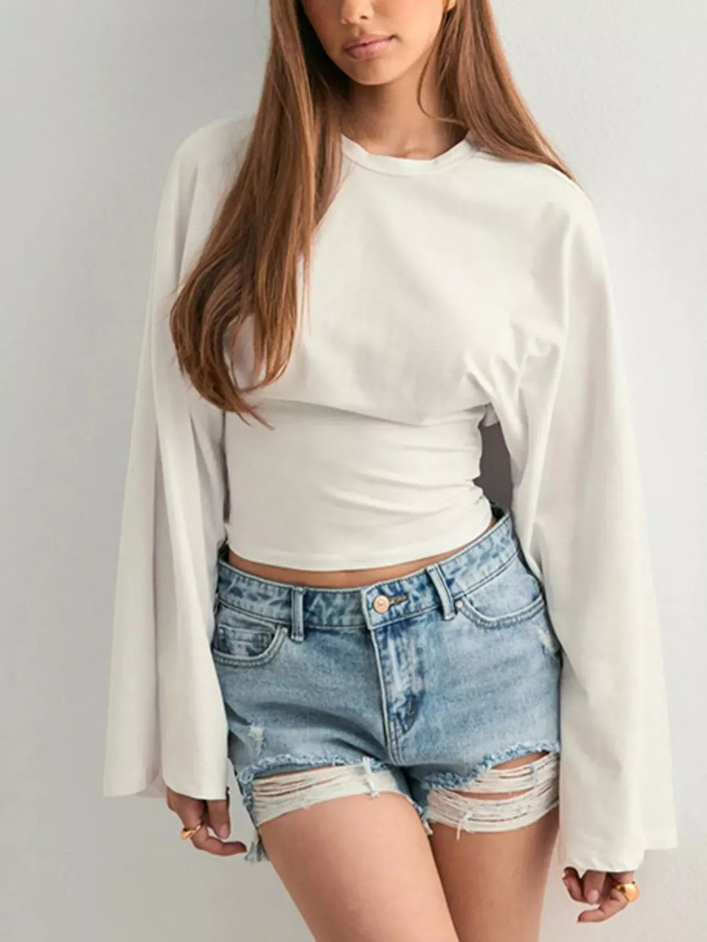 Full Size Long Sleeve Fitted T-Shirt Plus Size - Trendsi - Flyclothing LLC