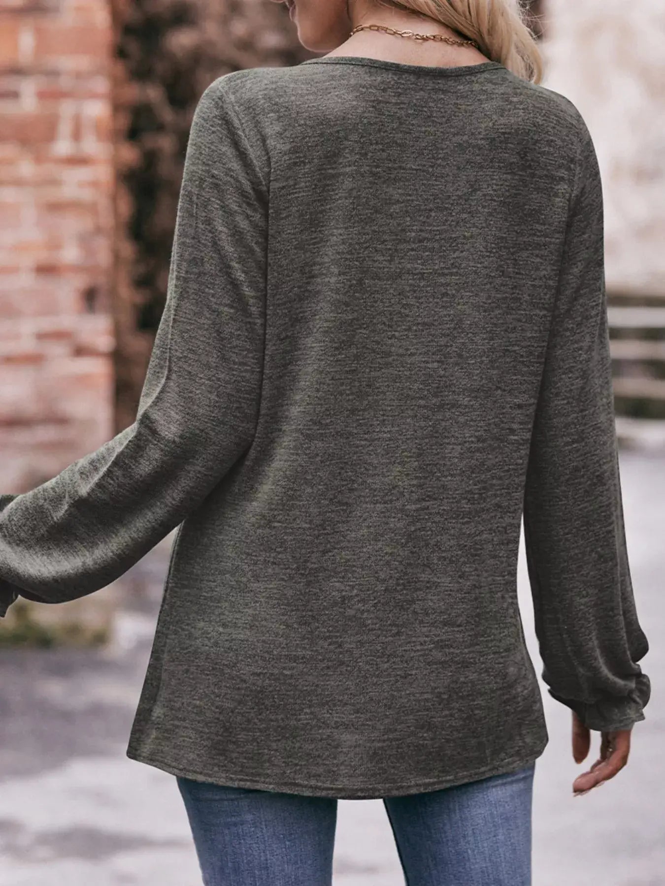 Ruffle Cuff Long Sleeve T-Shirt - Trendsi - Flyclothing LLC