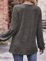 Ruffle Cuff Long Sleeve T-Shirt - Trendsi - Flyclothing LLC