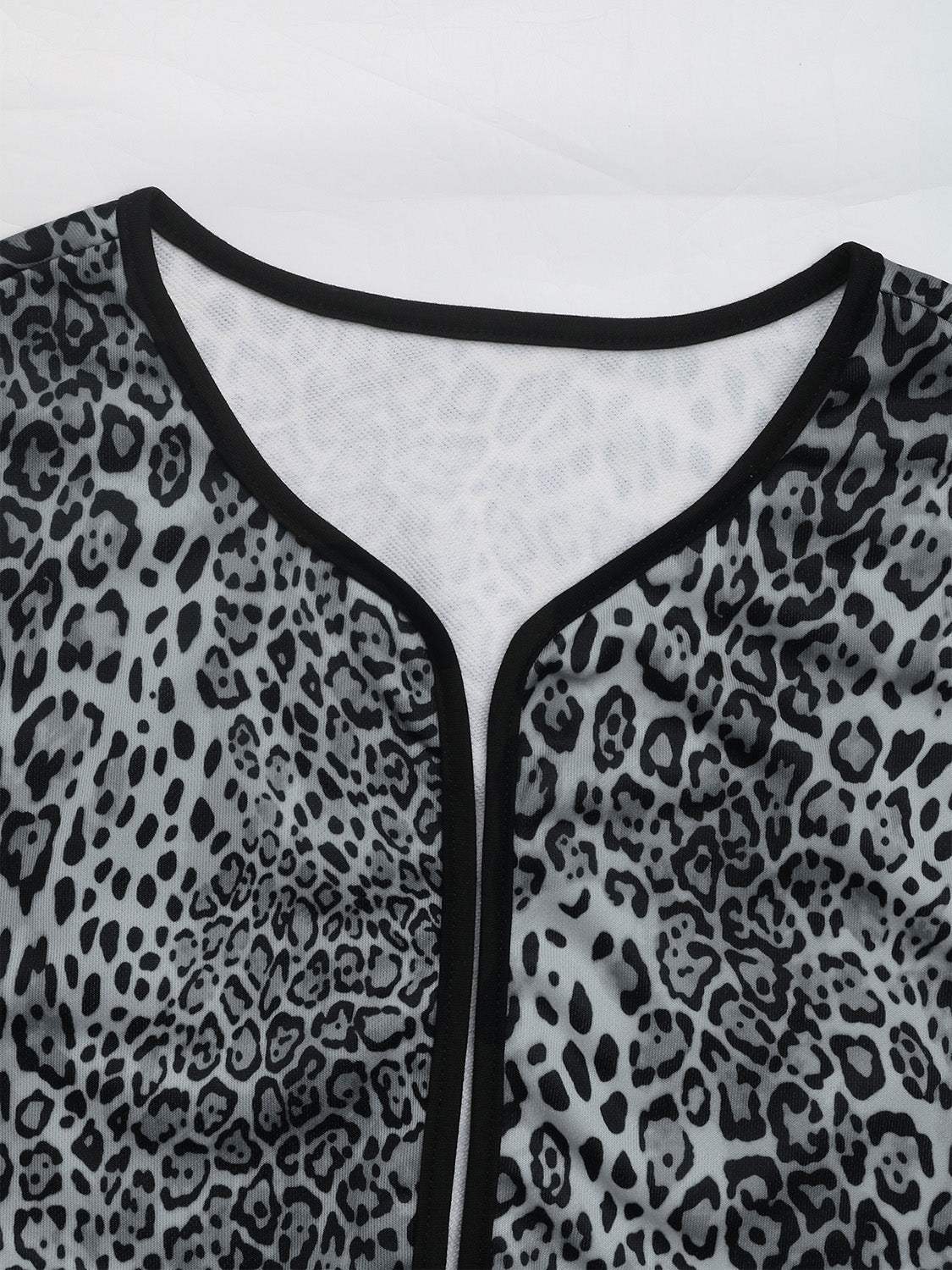 Perfee Leopard Open Front Long Sleeve Jacket - Trendsi - Flyclothing LLC