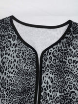 Perfee Leopard Open Front Long Sleeve Jacket - Trendsi - Flyclothing LLC