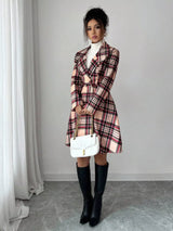 Plaid Button Up Long Sleeve Coat - Trendsi - Flyclothing LLC