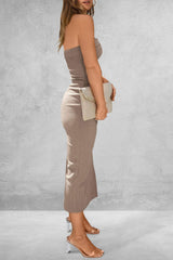 Slit Tube Midi Dress - Trendsi - Flyclothing LLC