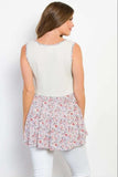 Be Stage Full Size Smocked Printed Peplum Sleeveless Top - Trendsi - Flyclothing LLC