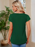 Ruched V-Neck Short Sleeve T-Shirt - Trendsi