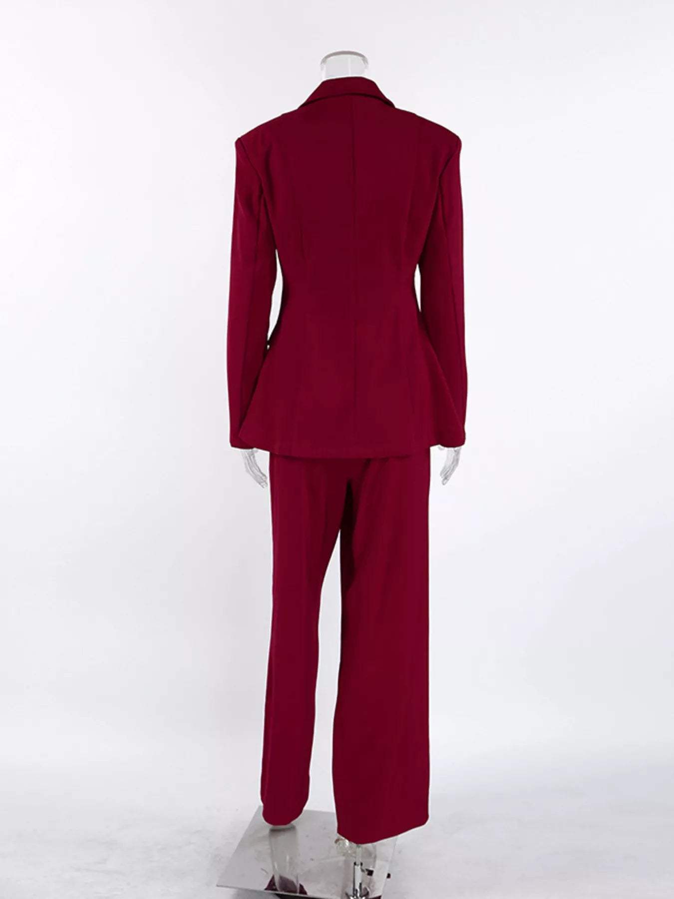 Single-Breasted Blazer and Wide-Leg Pants Set - Trendsi - Flyclothing LLC