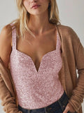 Sequin Wide Strap Bodysuit - Trendsi