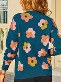 Floral Crew Neck Long Sleeve Sweater - Trendsi - Flyclothing LLC