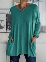 Full Size Round Neck Long Sleeve T-Shirt - Trendsi - Flyclothing LLC