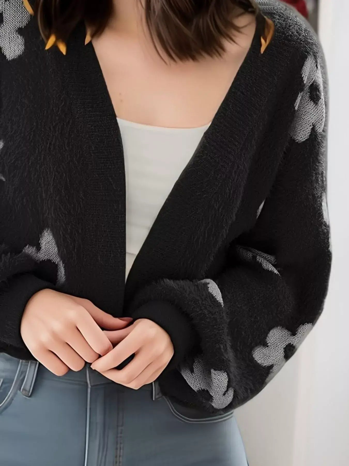 Floral Open Front Cardigan - Trendsi - Flyclothing LLC
