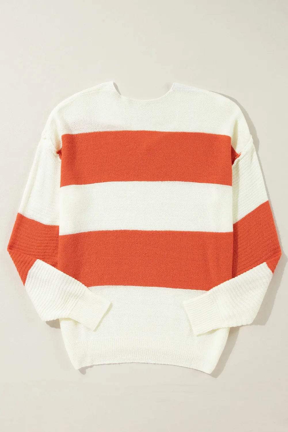 Color Block Dropped Shoulder V-Neck Sweater - Trendsi - Flyclothing LLC