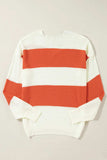 Color Block Dropped Shoulder V-Neck Sweater - Trendsi - Flyclothing LLC