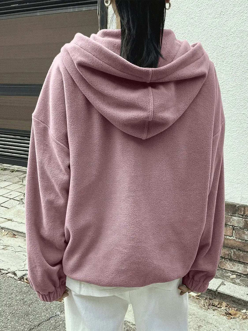 Mountain Quarter Zip Long Sleeve Hoodie - Trendsi - Flyclothing LLC