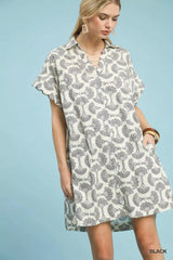 Umgee Printed Button Front Shirt Dress - Trendsi - Flyclothing LLC