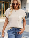 Round Neck Short Sleeve Sweater - Trendsi - Flyclothing LLC