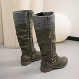 Knee High Slouch Boots with Knit Cuff - Trendsi - Flyclothing LLC