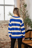 Sew In Love Full Size Contrast Striped Round Neck Sweater - Trendsi