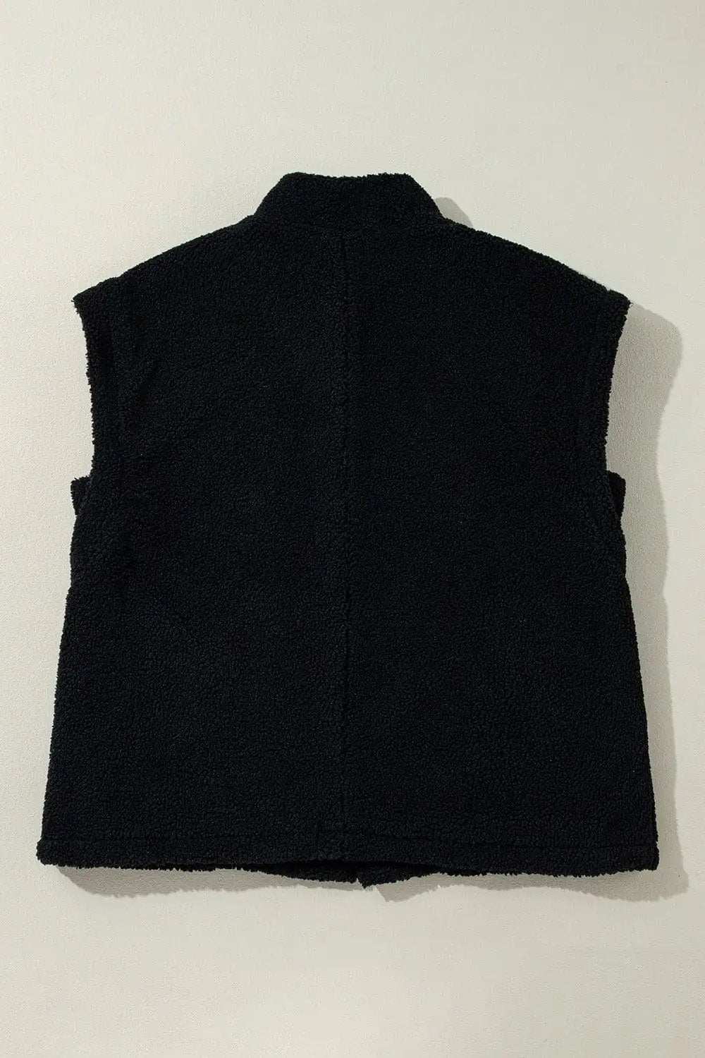 Fuzzy Mock Neck Button Up Vest Coat - Trendsi - Flyclothing LLC