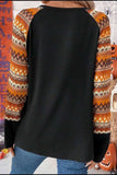 Printed Round Neck Raglan Sleeve Blouse - Trendsi - Flyclothing LLC