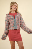 VERY J Shaggy Yarn Knit Zip Up Jacket - Trendsi