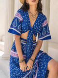 Printed Flutter Sleeve Top and Skirt Set - Trendsi - Flyclothing LLC