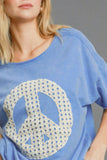 Umgee Full Size Mineral Wash T-Shirt with Lace Applique Plus Size - Trendsi