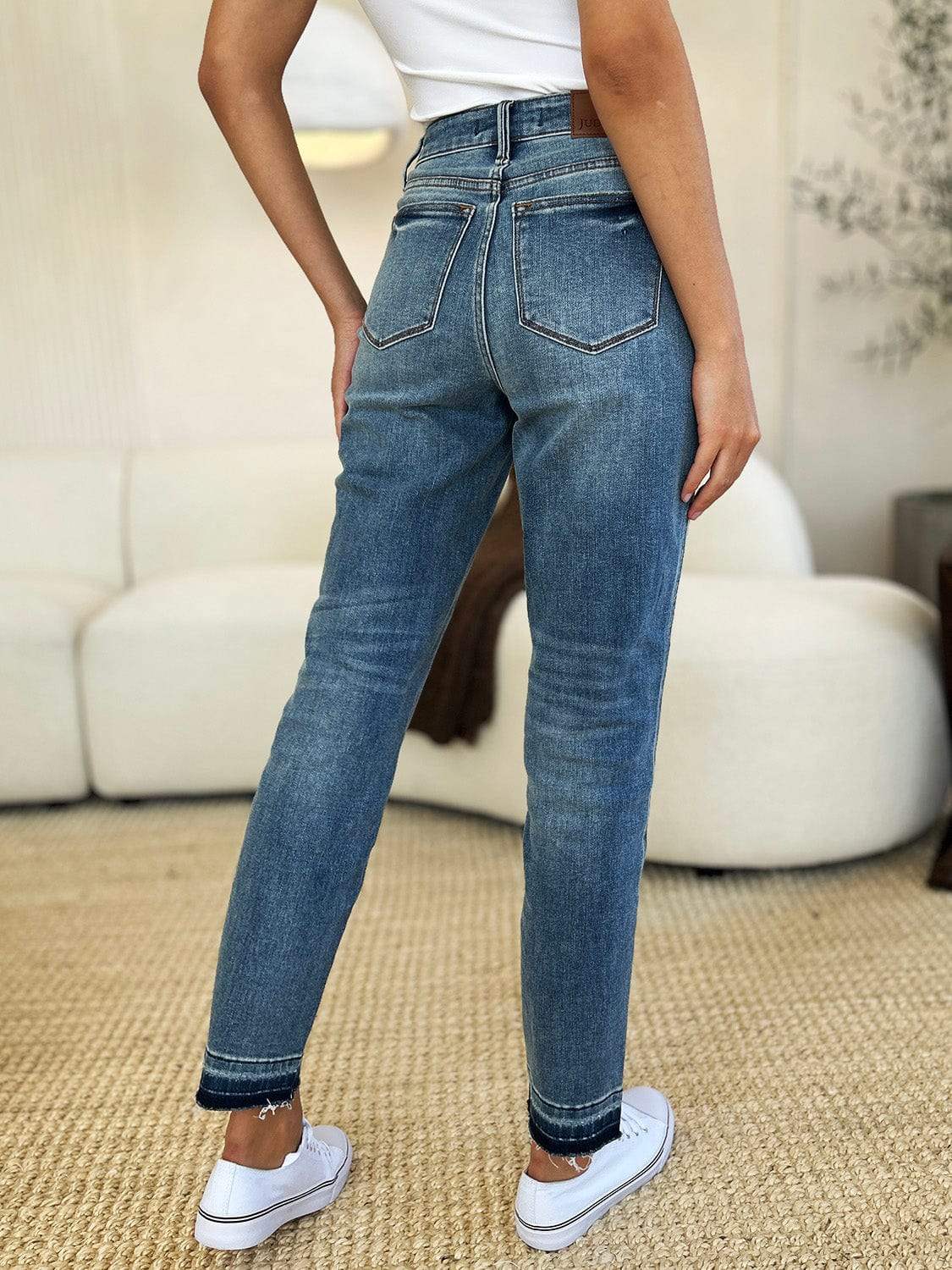 Judy Blue Full Size Mid Rise Rigid Magic Release Hem Jeans - Trendsi - Flyclothing LLC