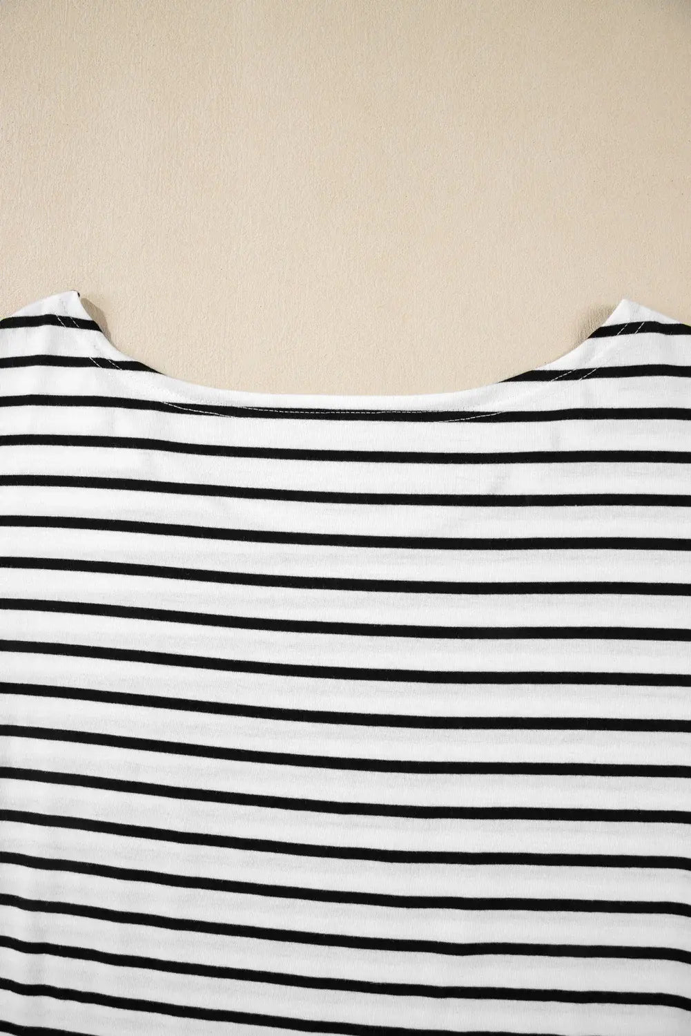 Stripe Half Sleeve Scoop Neck Top - Trendsi - Flyclothing LLC