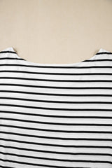 Stripe Half Sleeve Scoop Neck Top - Trendsi - Flyclothing LLC