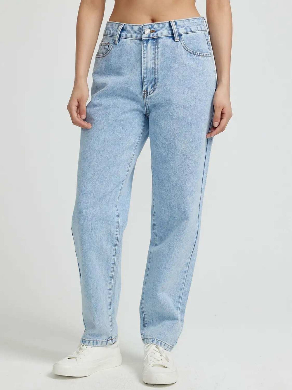 Pocketed Straight Leg Jeans - Trendsi - Flyclothing LLC